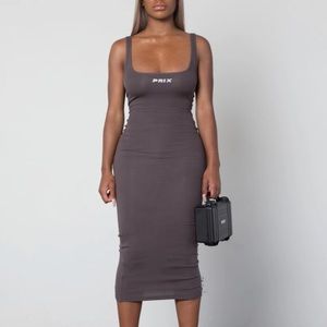 PRIX WORKSHOP CHARCOAL MINI DRESS
